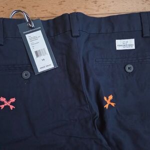 Vineyard Vines Neon Wishbone Blue Breaker Pant Embroidered Size 14 NWT $69.50